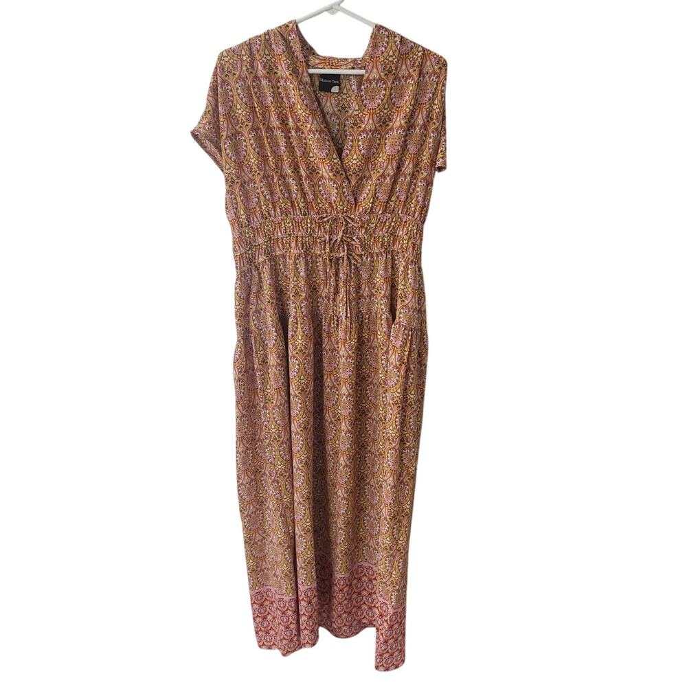 Maison Tara Midi Dress in Orange/Pink Paisley - Size 16
